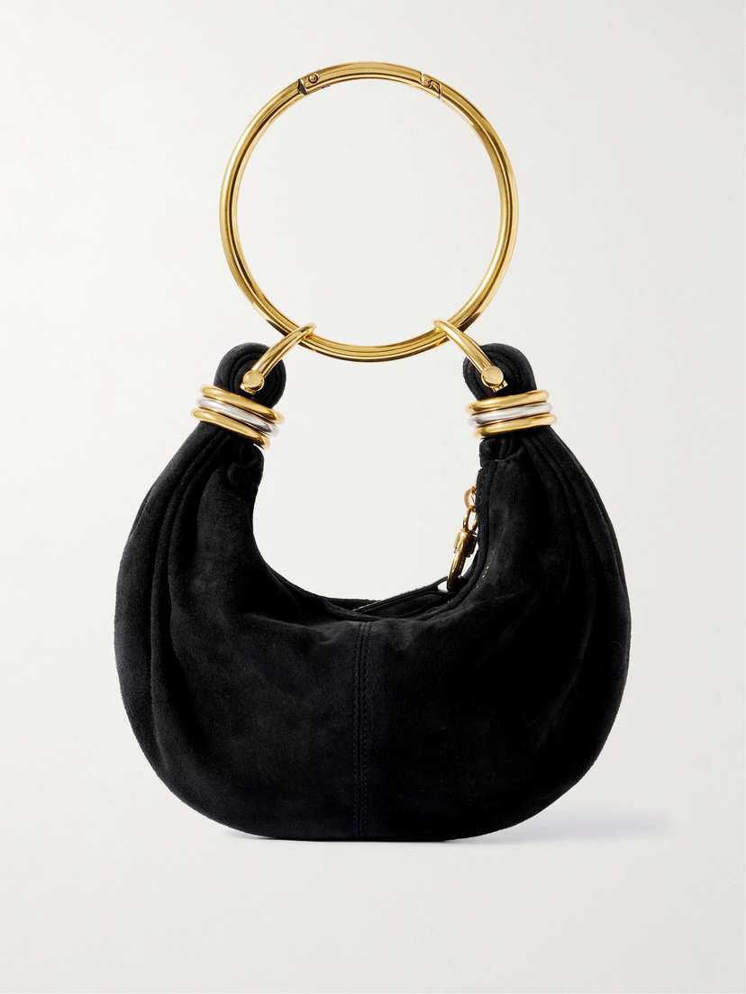 Chloé Bracelet Small Embellished Leather-trimmed Suede Shoulder Bag