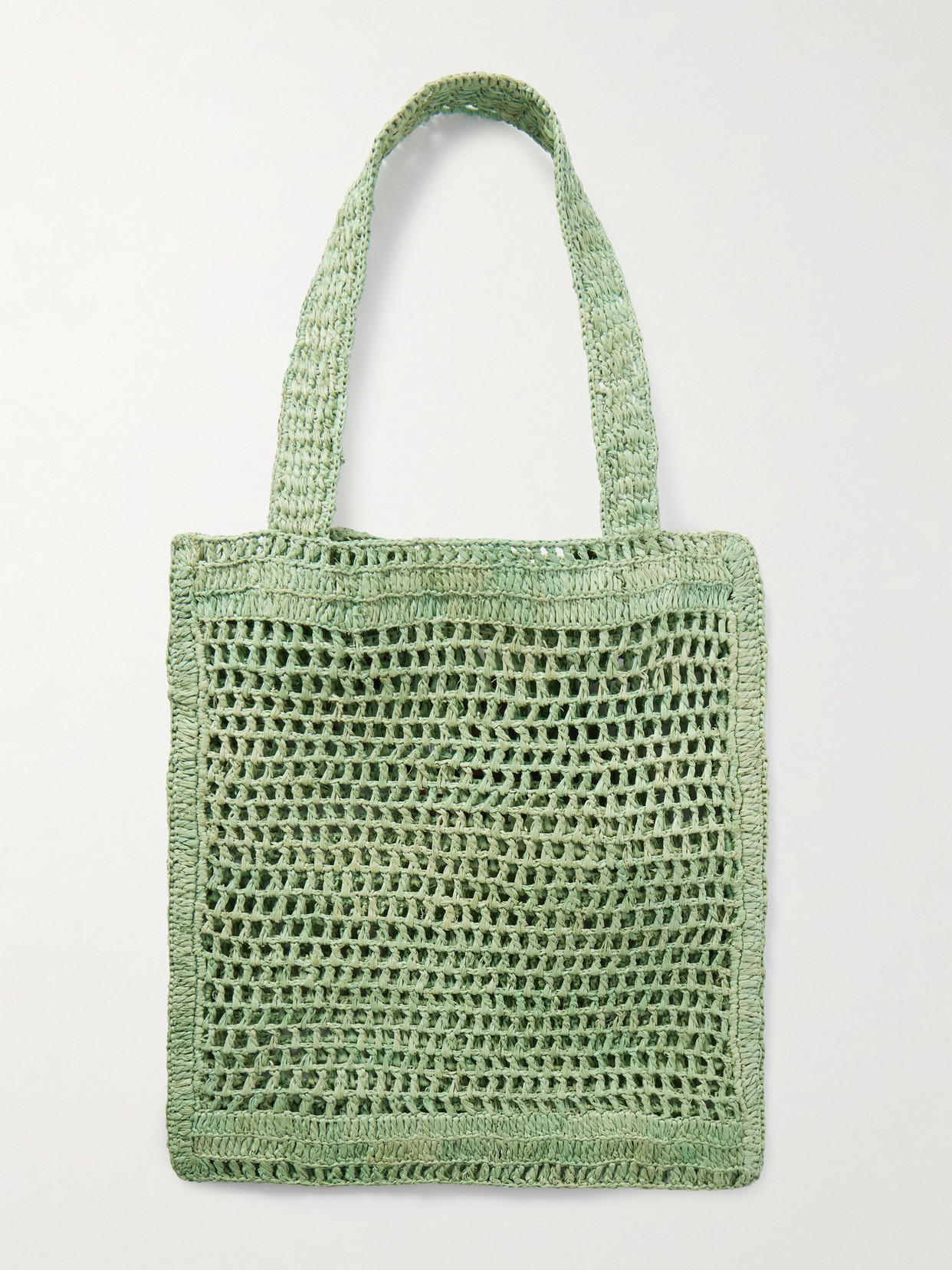 Shop Chloé Summer Banana Embellished Crocheted Embroidered Faux Raffia Tote In Green