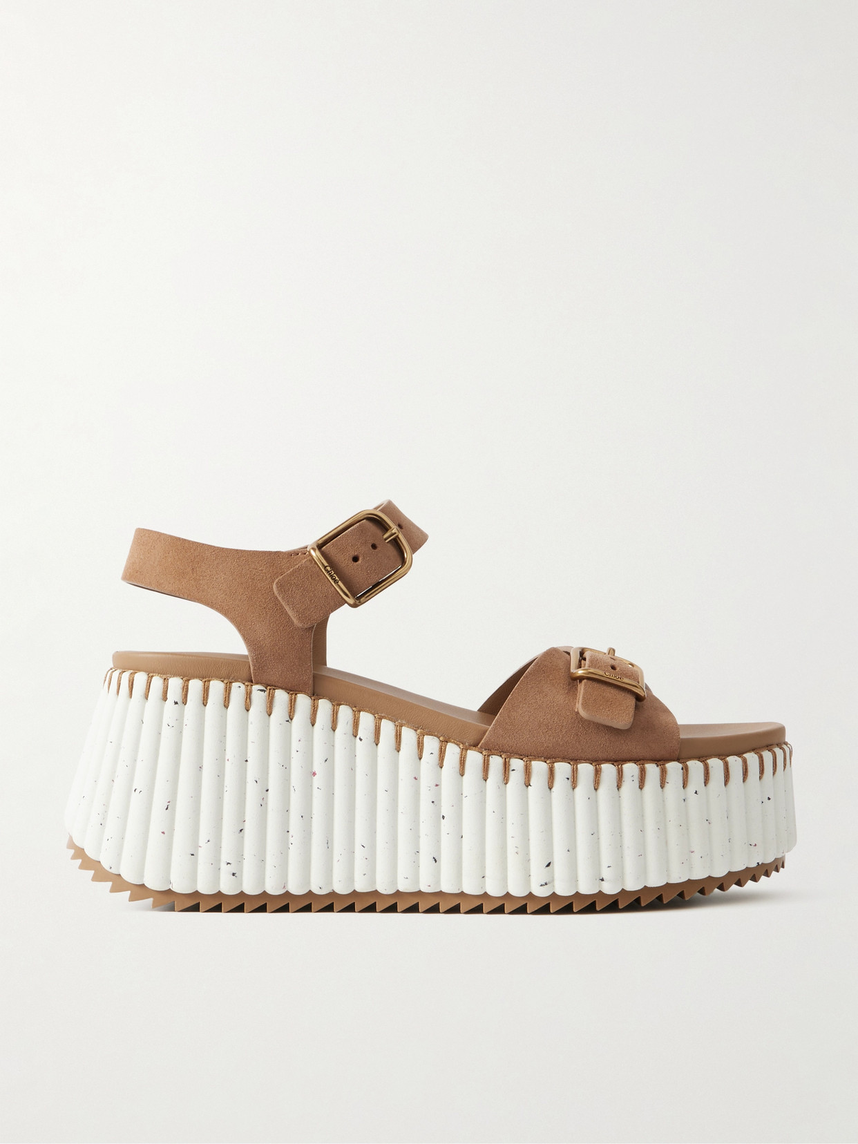 Chloé Platform Sandals With Textured Sole And Round Toe In Brown
