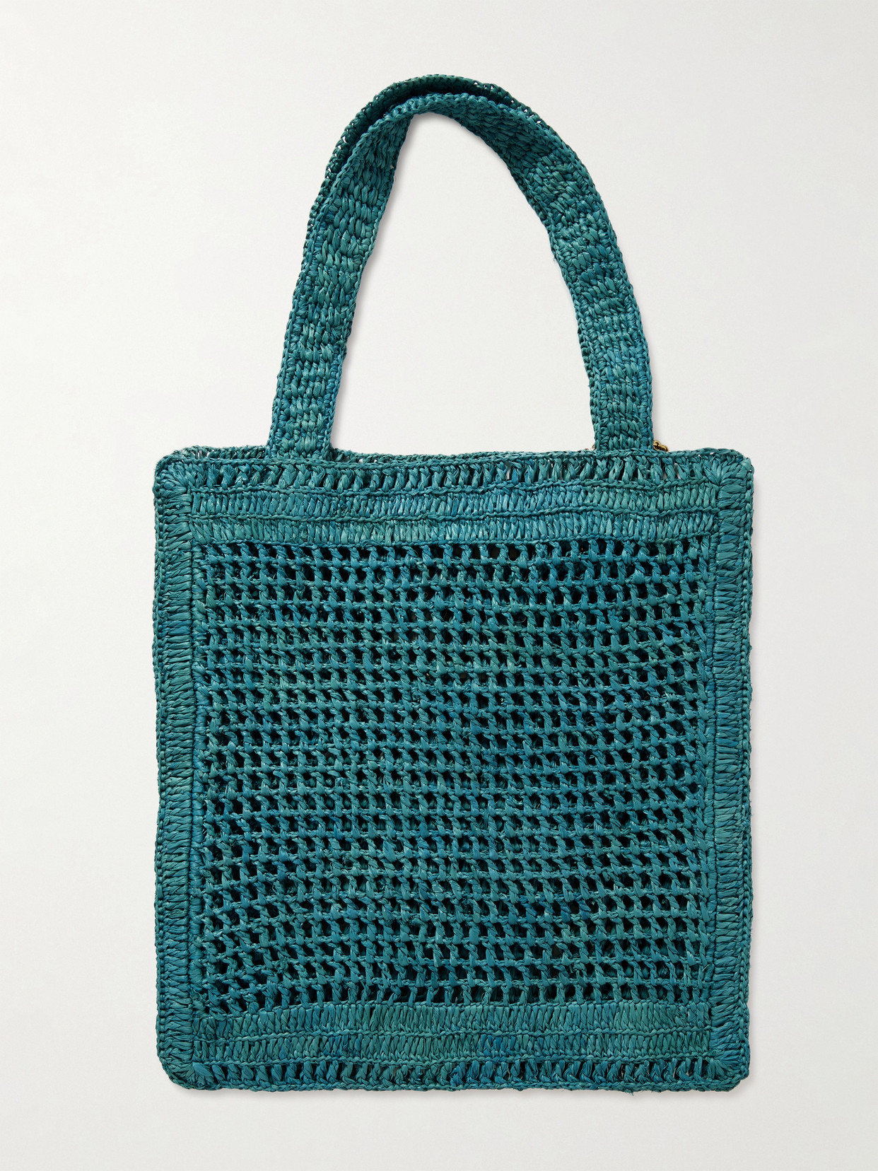Chloé Teal Green Raffia Summer Banana Shoulder Bag In Blue