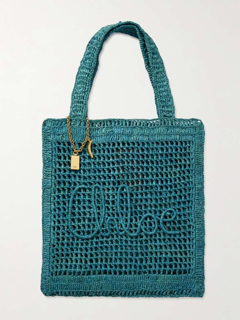 Chloé Summer Banana Embellished Raffia Tote