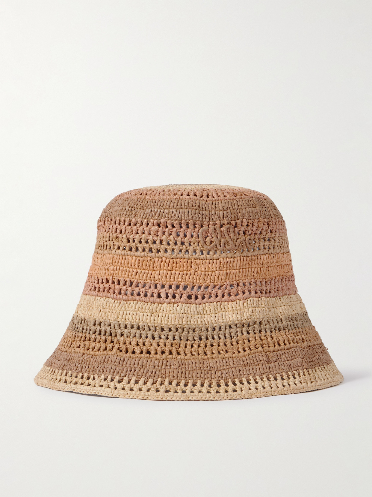 Chloé - Sunset Embroidered Striped Raffia Hat - Beige