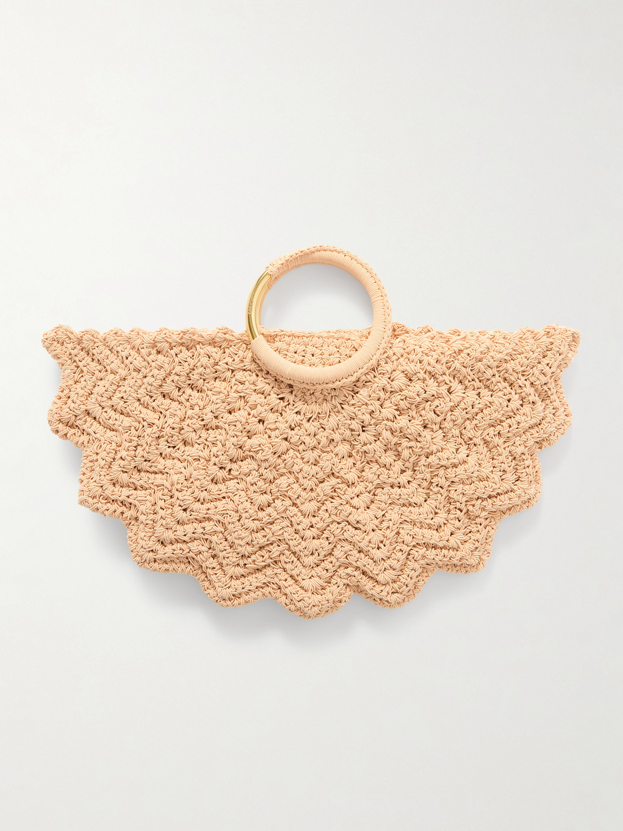 Chloé Bracelet Paravent Embroidered Faux Raffia Tote In Orange