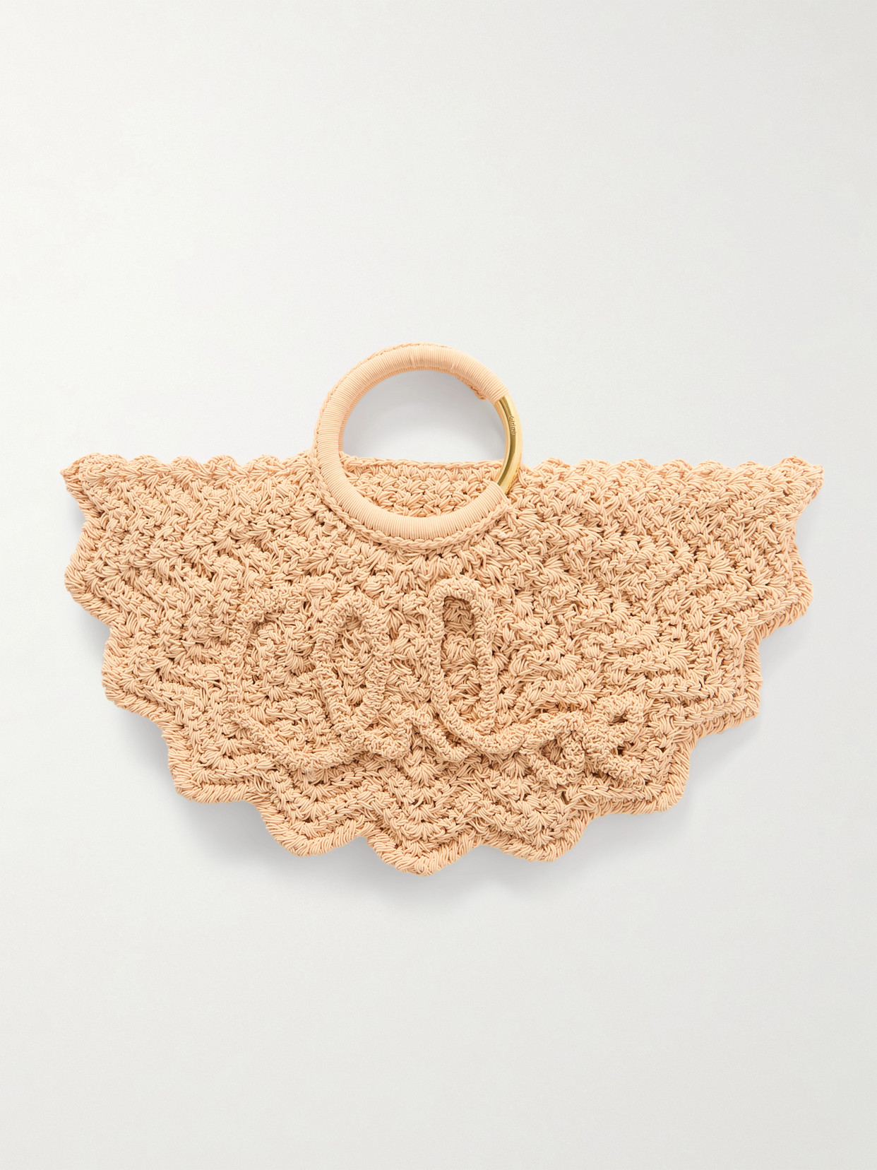 Chloé Bracelet Paravent Embroidered Faux Raffia Tote In Neutral