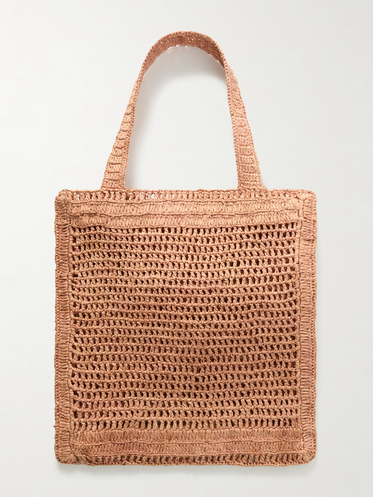 Chloé Summer Banana Embellished Crocheted Embroidered Faux Raffia Tote In Pink