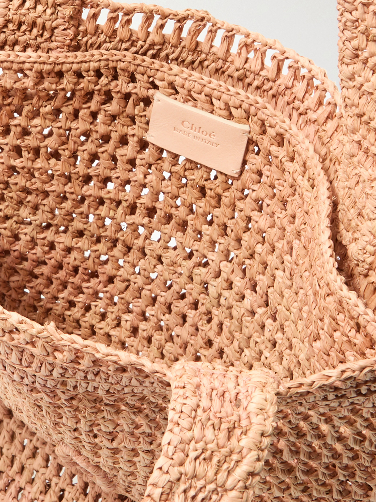 Chloé Summer Banana Embellished Crocheted Embroidered Faux Raffia Tote In Pink