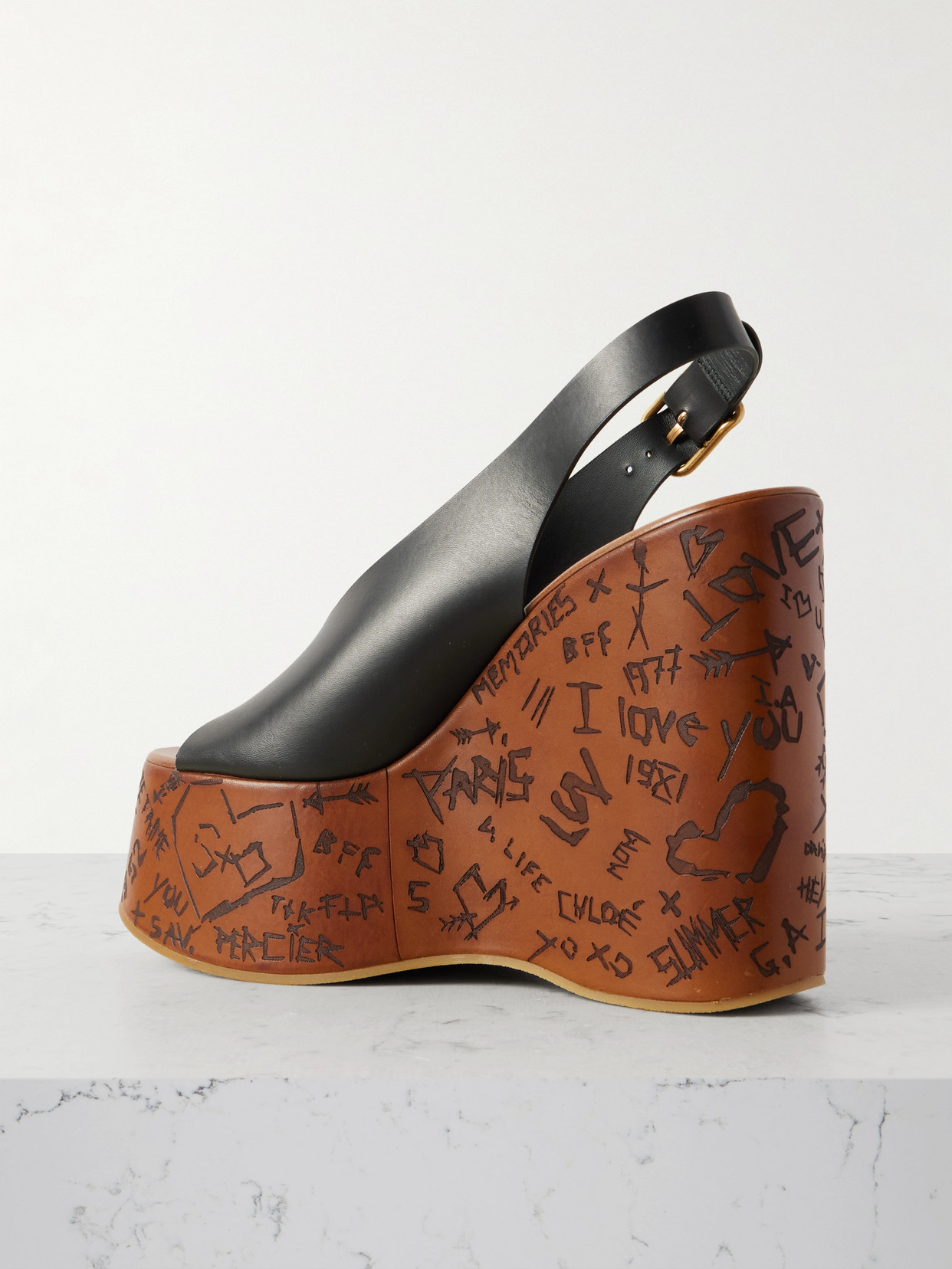 Chloé Maxime Wedge Sandals In Black