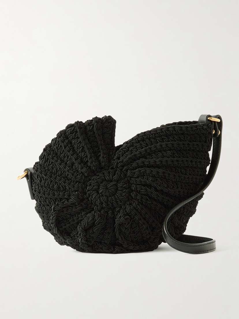 Chloé Sea Treasures Leather-trimmed Crocheted Cord Shoulder Bag