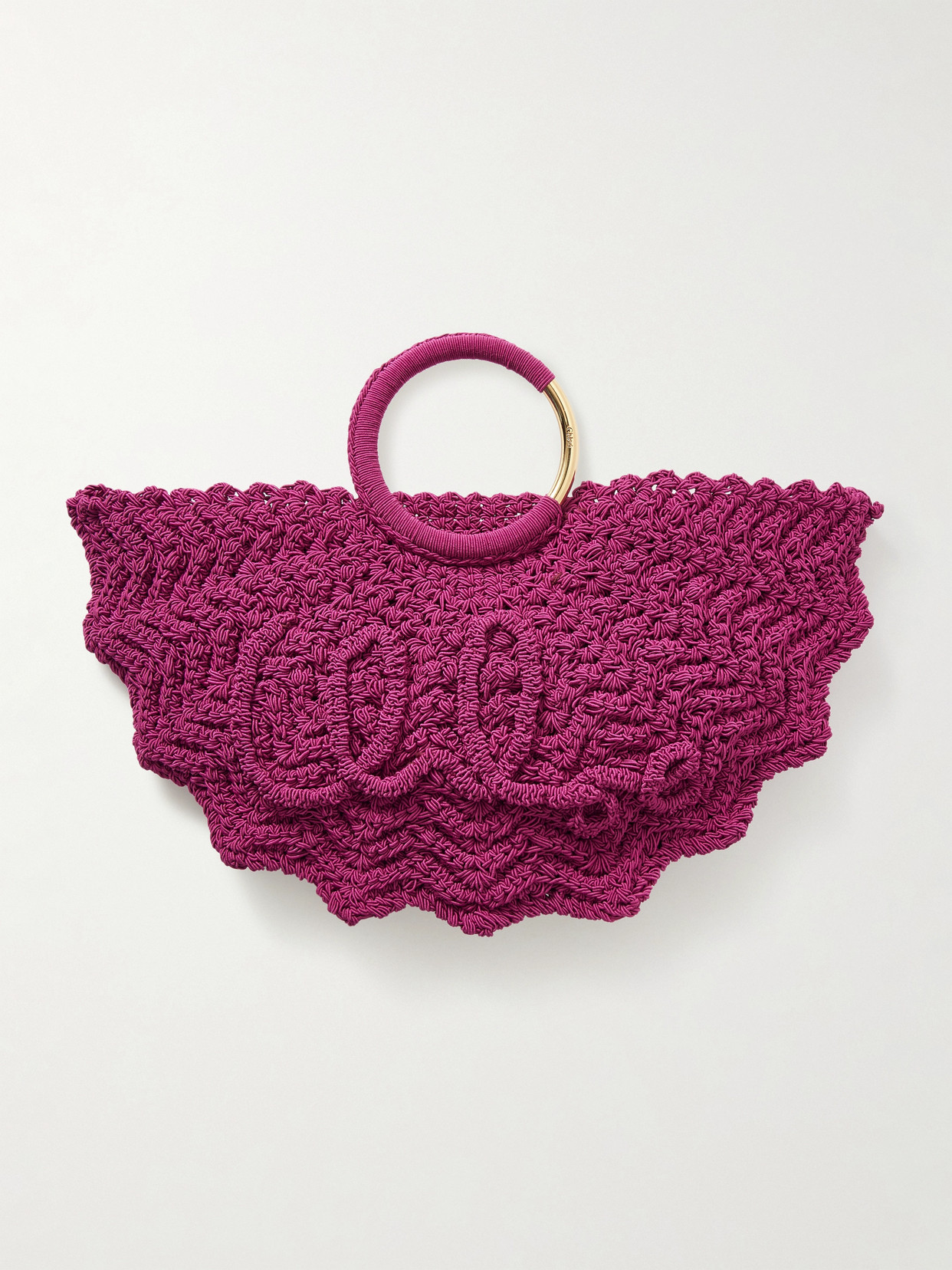 Chloé Passementerie Crochet Top-handle Bag In Fabric In Purple