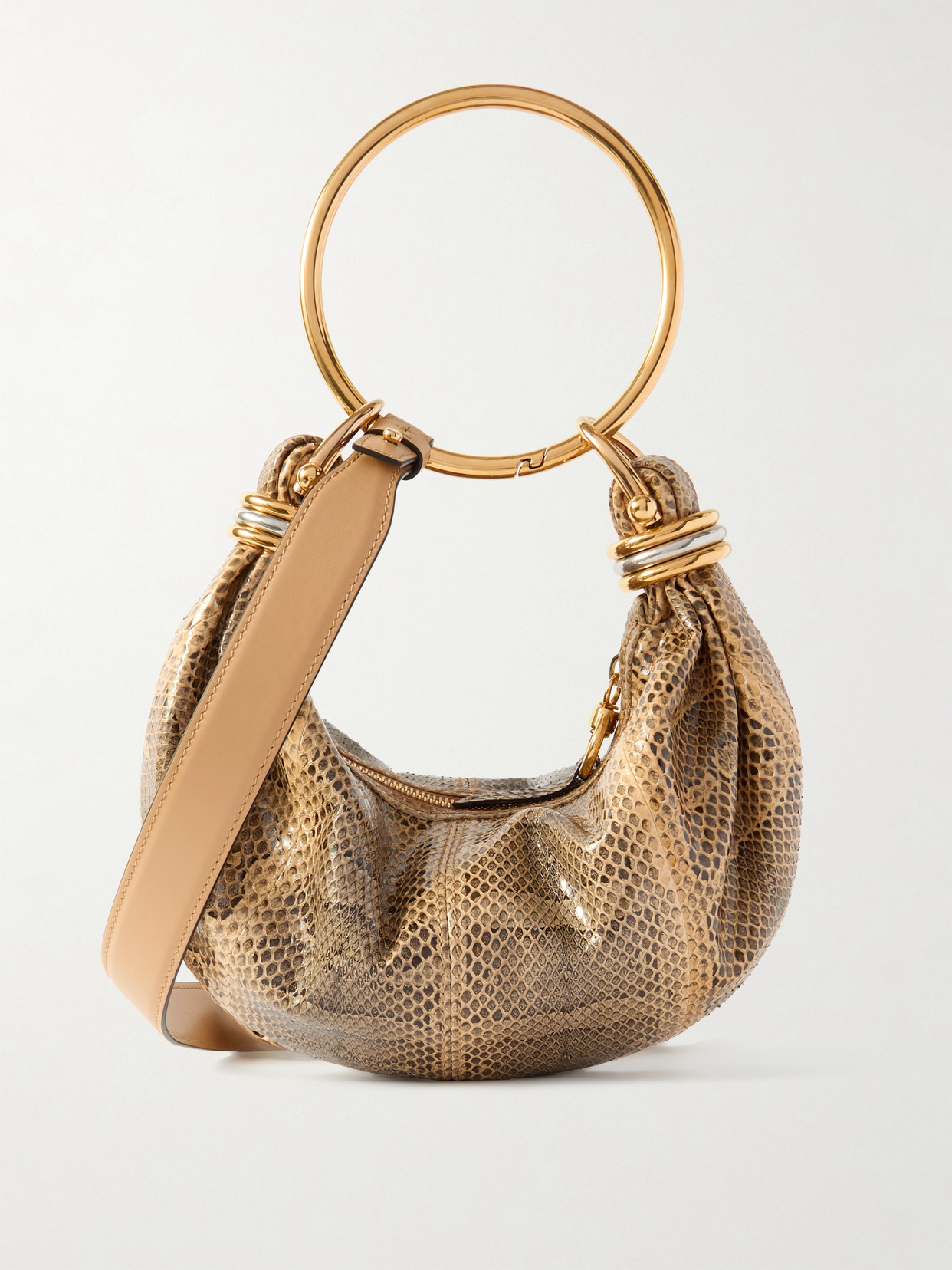Chloé Bracelet Embellished Watersnake Shoulder Bag In Animal Print