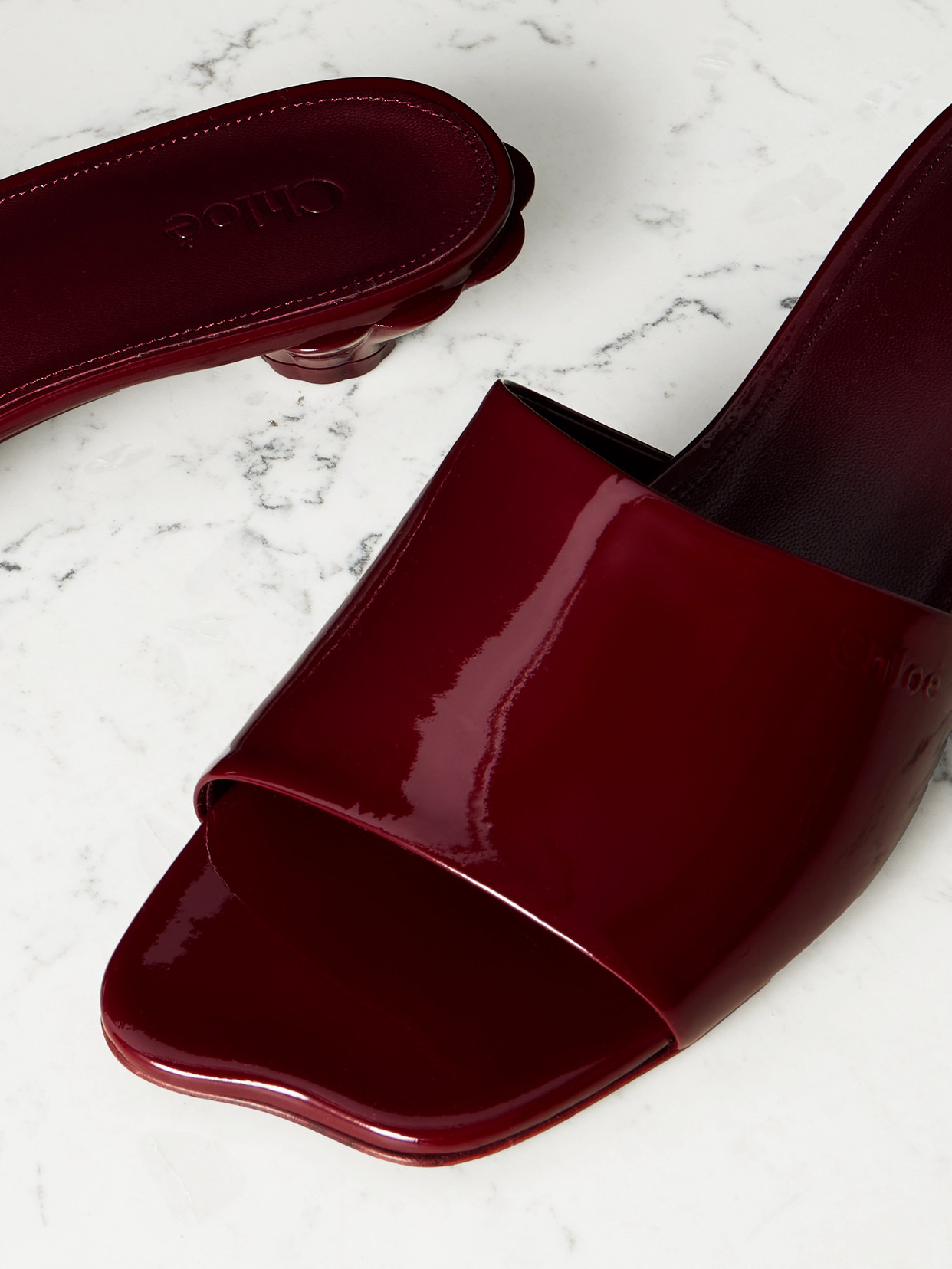 Chloé Burgundy Flower Sandals In 619 Obscure Red