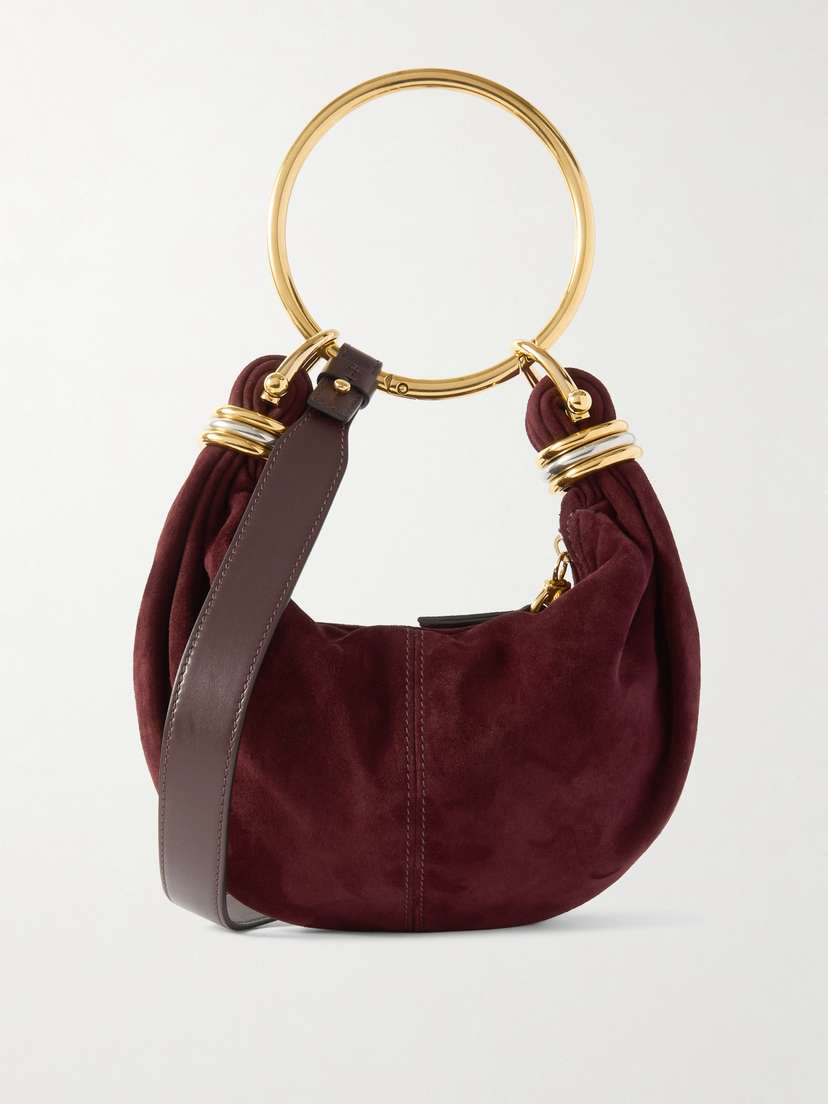 Chloé Bracelet Embellished Leather-trimmed Suede Shoulder Bag