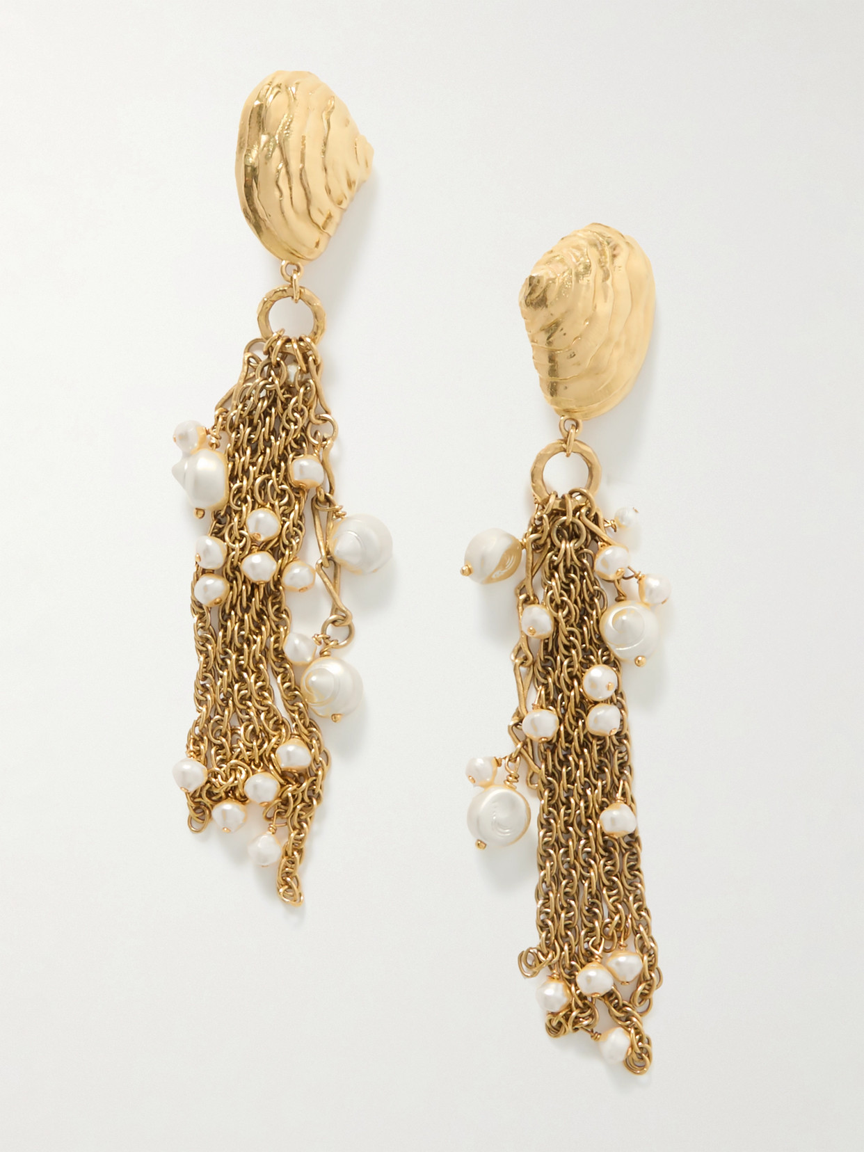 Chloé Gold-tone Faux Pearl Clip Earrings