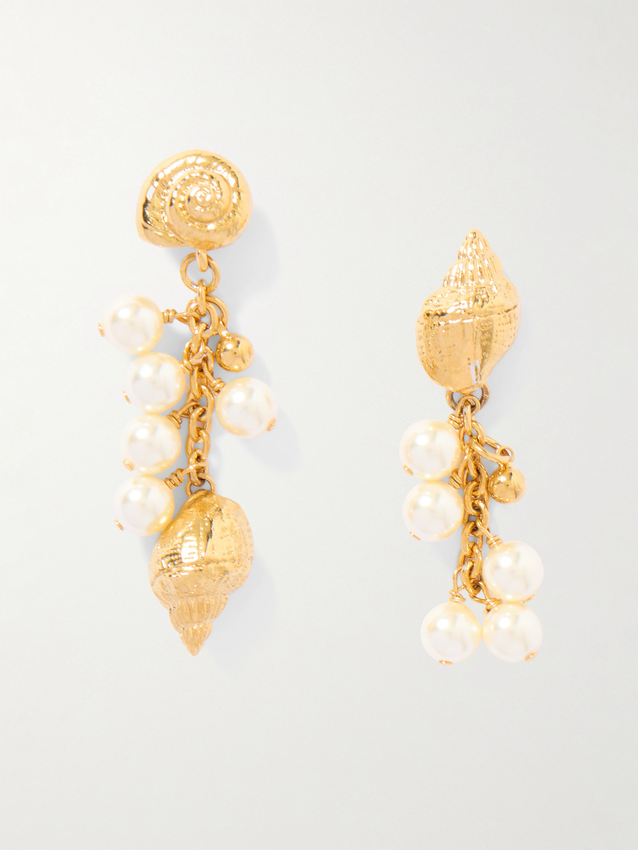 Chloé Faux Pearl Embellished Gold-tone Earrings