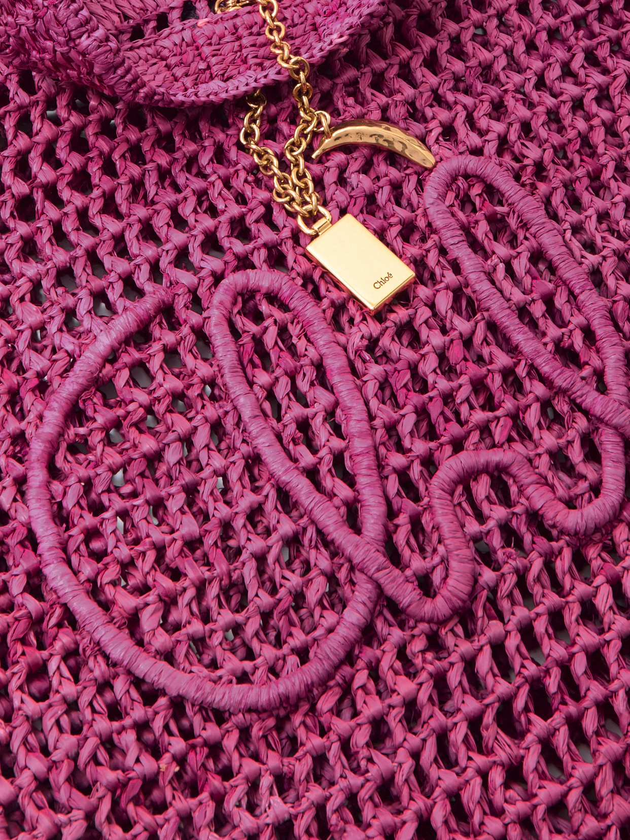 Chloé Chloe Women Fuchsia Raffia Estate Banana Shopping Bag In Pink