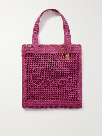 Chloé Summer Banana embellished crocheted raffia tote