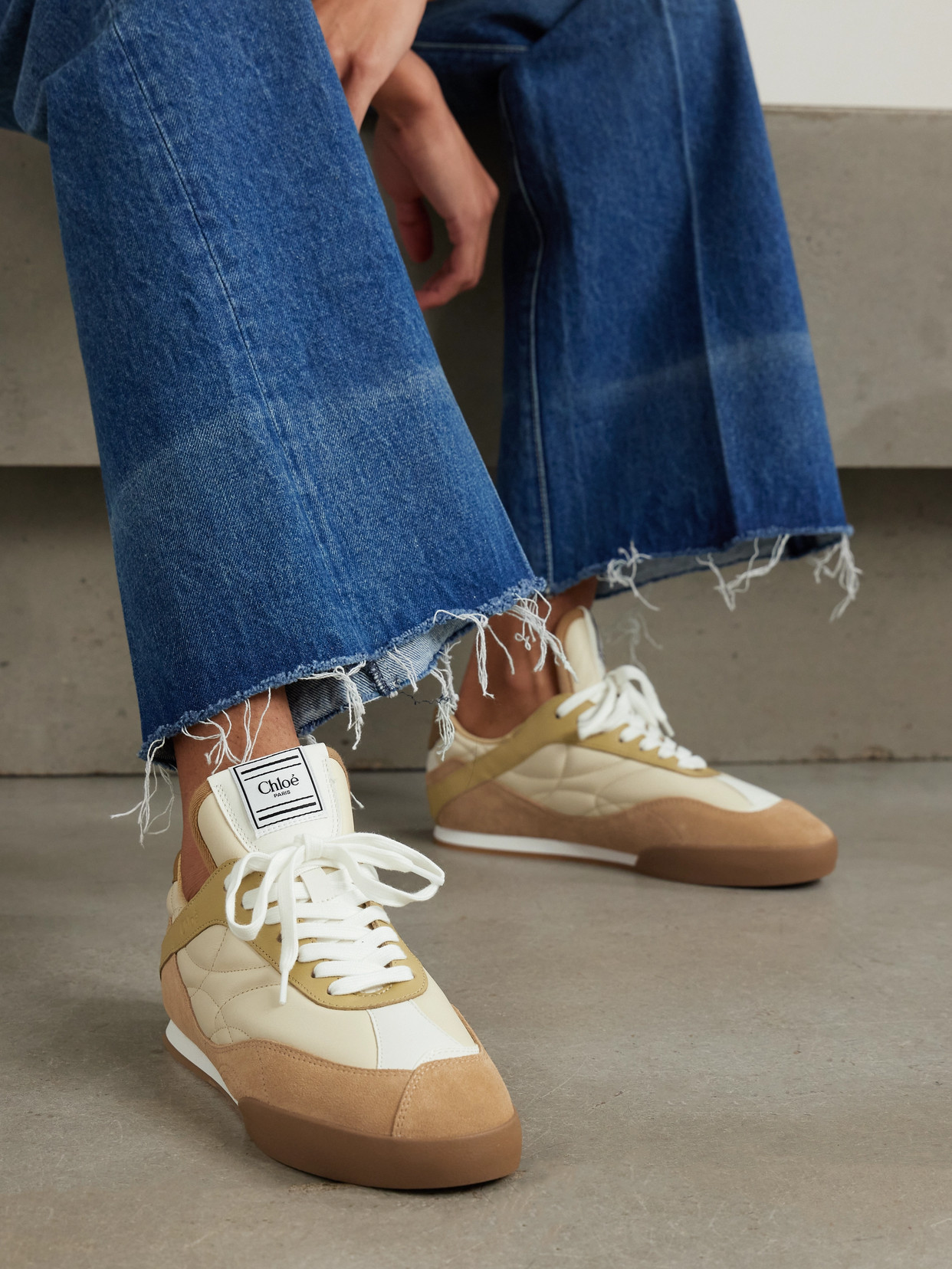 Chloé Kick Suede And Leather Sneakers In Brown