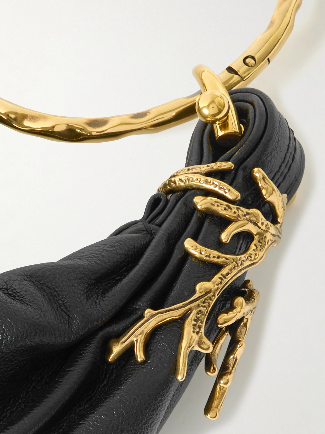 Chloé Mini Bracelet Grained Leather Hobo Bag In Black