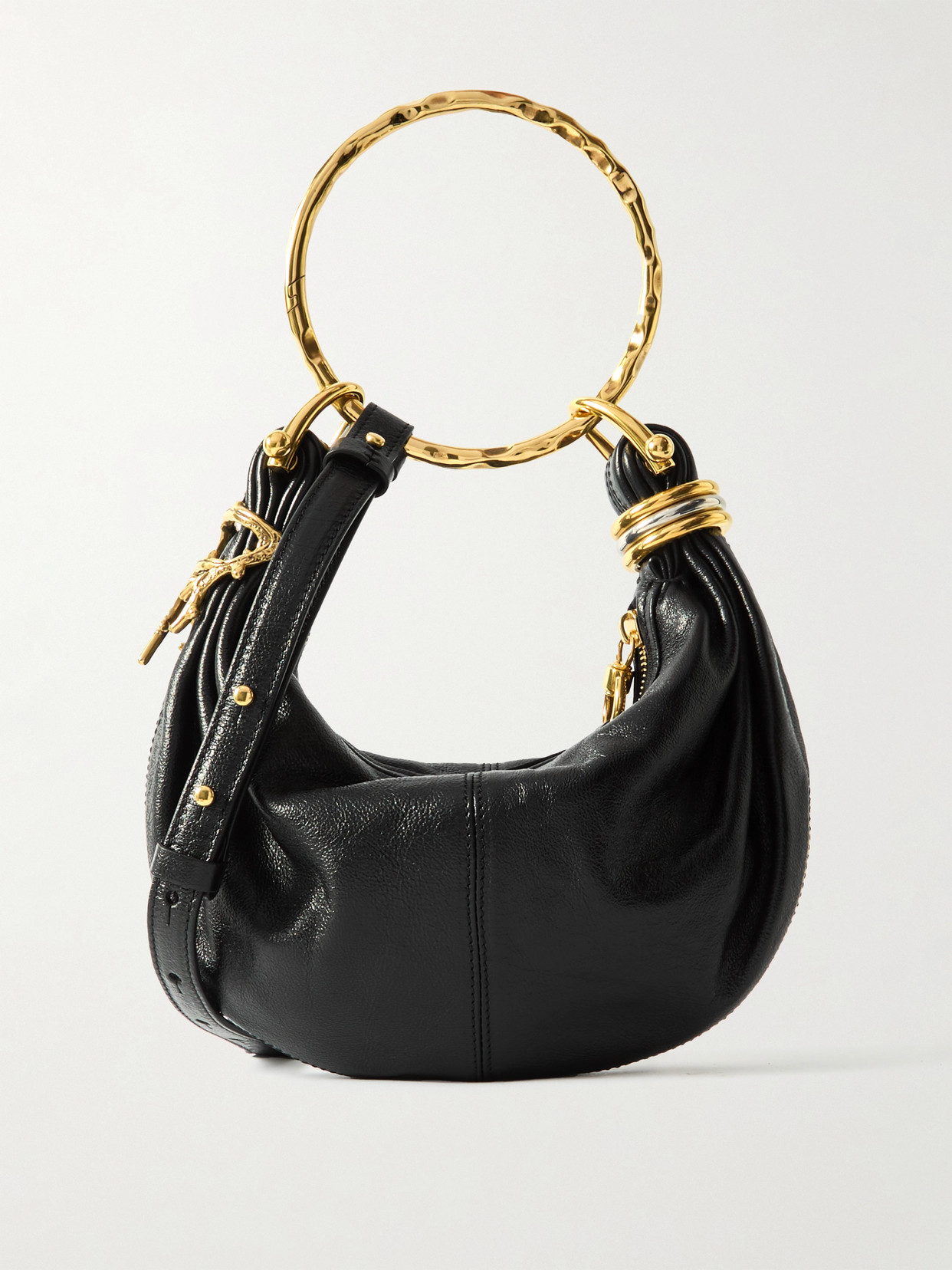 CHLOÉ BRACELET EMBELLISHED TEXTURED-LEATHER TOTE