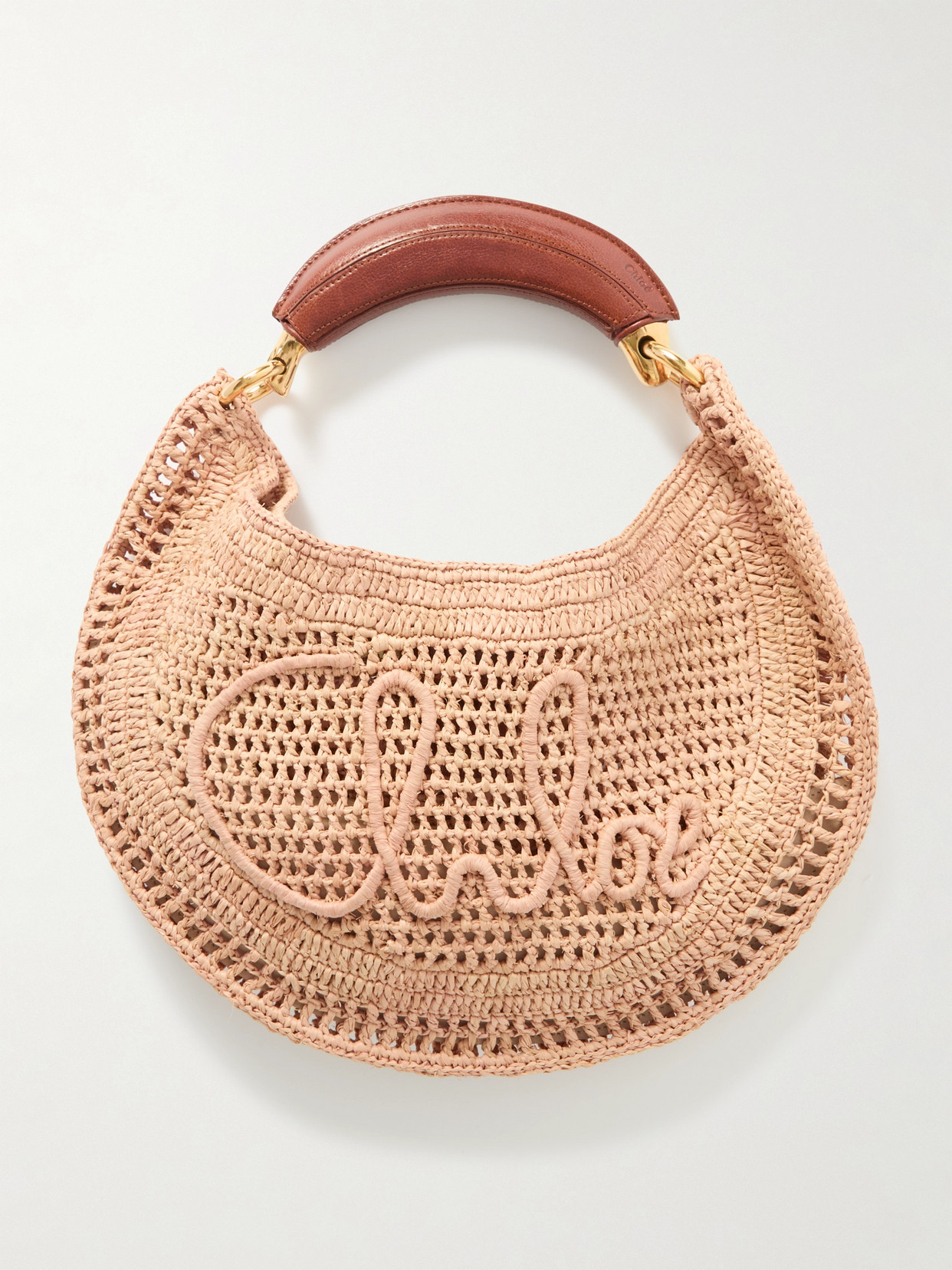 Chloé Summer Banana Leather-trimmed Embroidered Raffia Tote In Neutrals