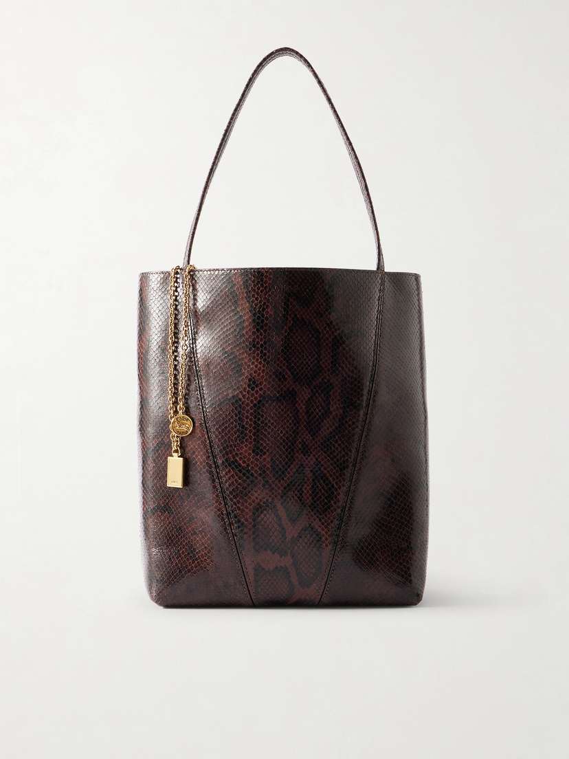 Chloé Spin Paneled Snake-effect Leather Tote