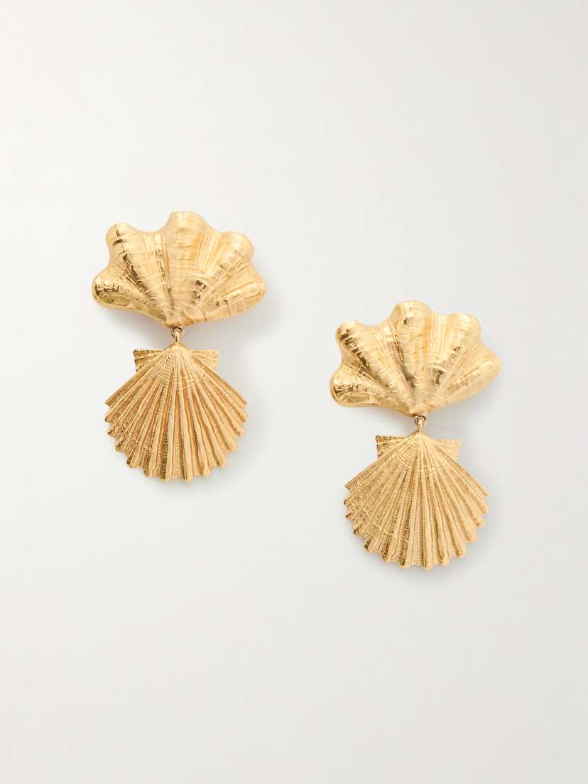 Chloé Shell Gold-tone Clip Earrings