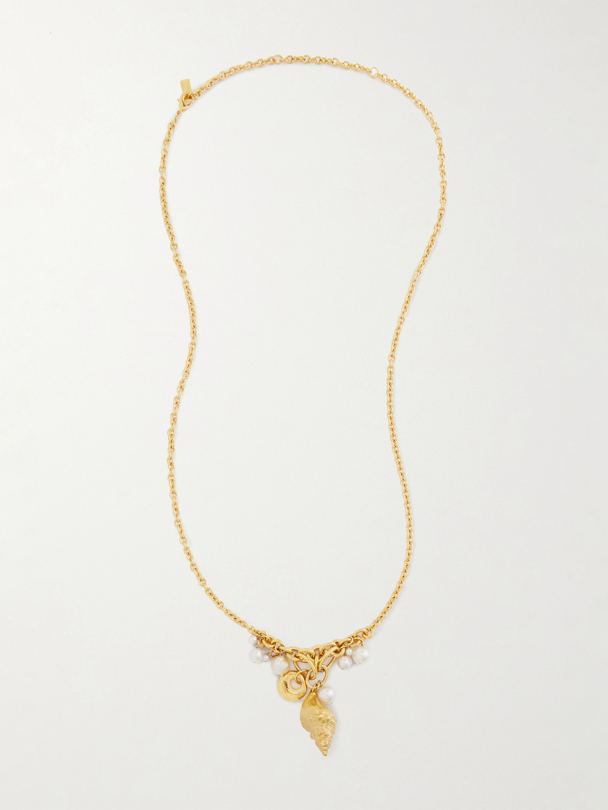 Chloé Chain And Pearl Pendant Necklaces In Yellow