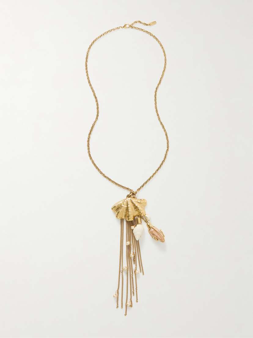 Chloé tone, Faux Pearl, Crystal And Resin Necklace