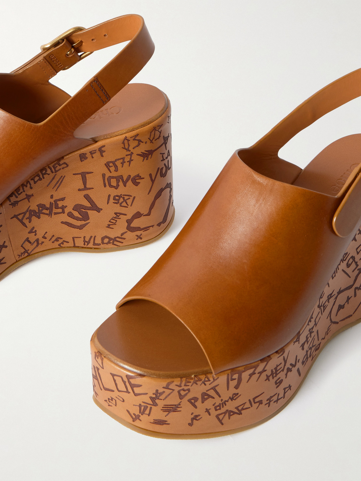 Chloé Womens Chloe Maxime Platform-sole Leather Wedges In Brown