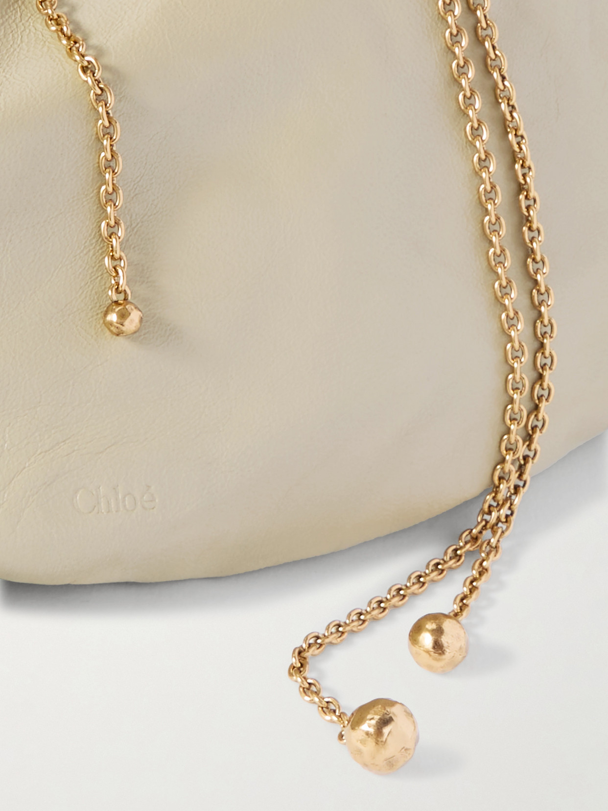 Chloé Twisted Shell Embellished Leather Tote In Neutrals