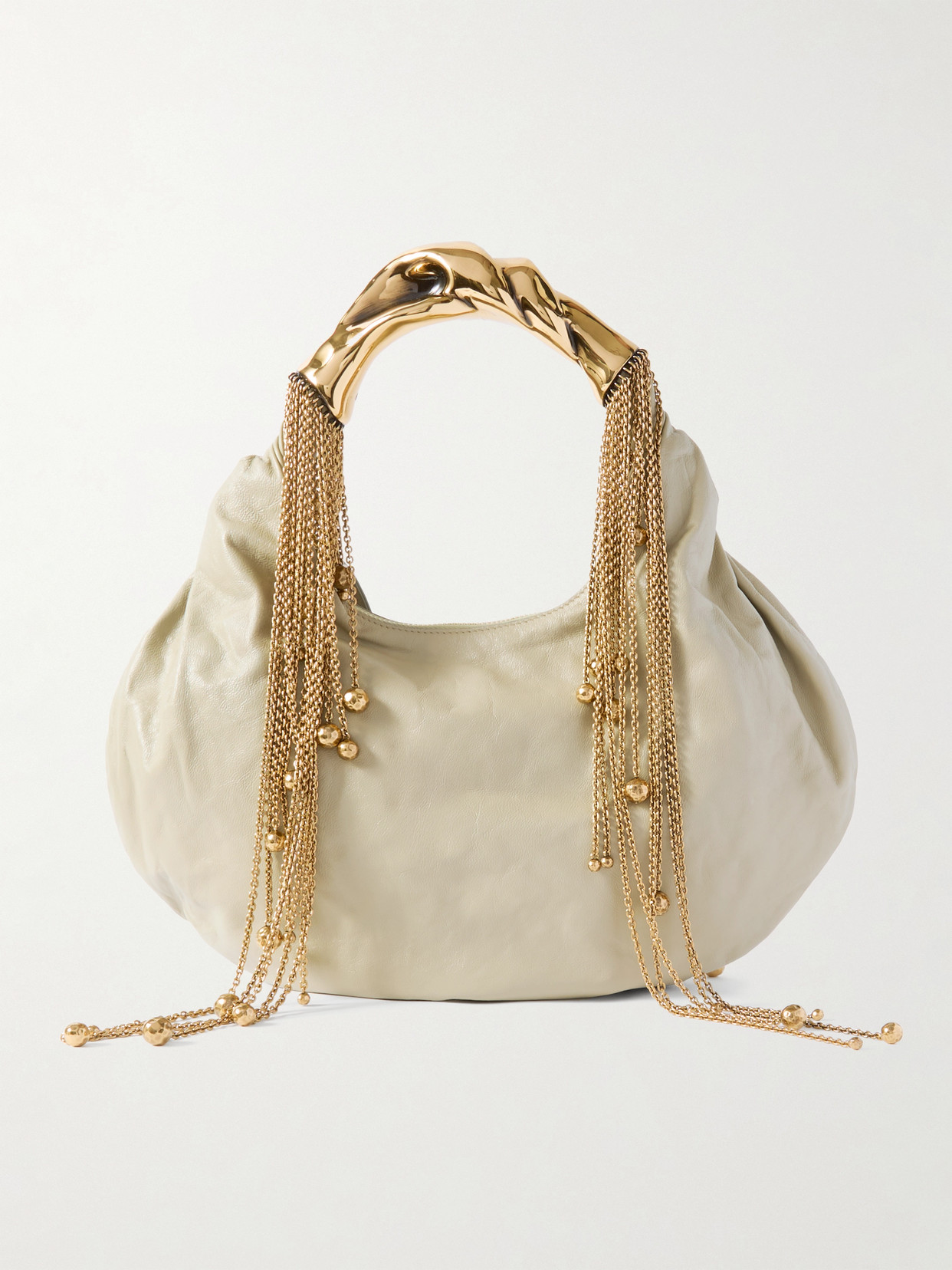 Chloé Twisted Shell Embellished Leather Tote In Neutrals