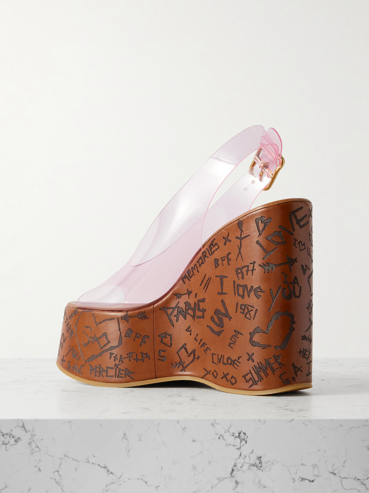 Shop Chloé Maxime Tpu Slingback Platform Sandals In Pink
