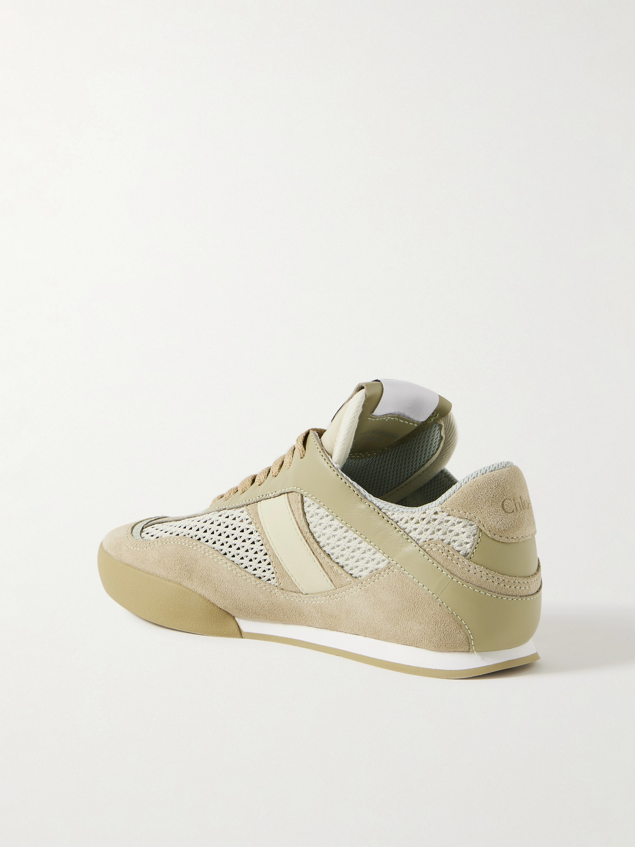 Chloé Kick Mesh And Leather Low-top Sneakers In Gold