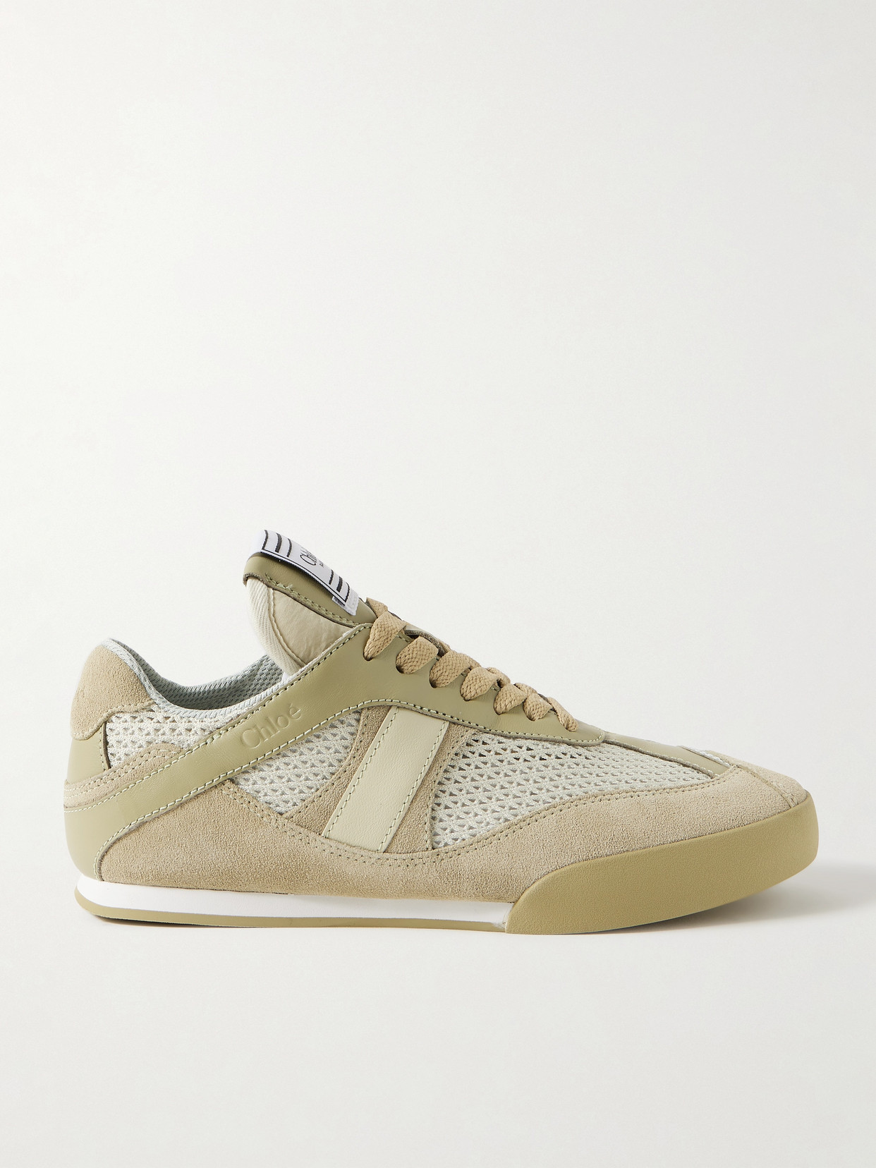 Chloé Kick Mesh And Leather Low-top Sneakers In Gold