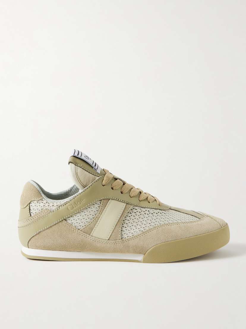 Chloé Kick Leather And Suede-trimmed Mesh Sneakers