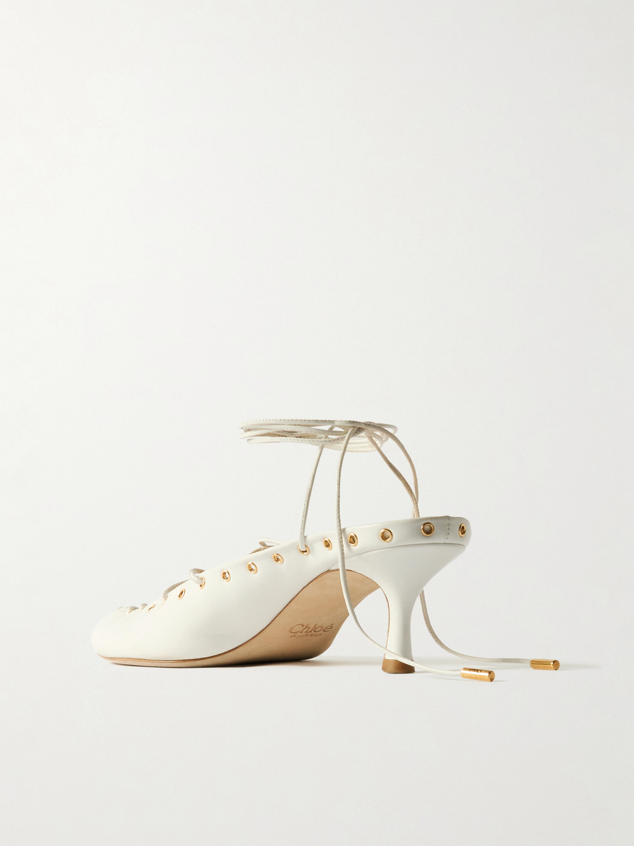 Chloé Chloe Ghilies Tie-up Leather Sandals In White
