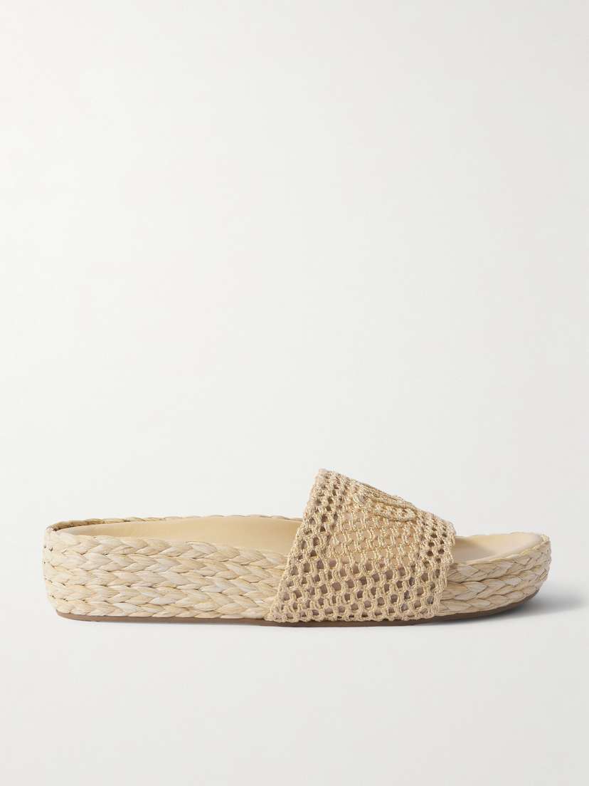Chloé Isla Crocheted Raffia Slides