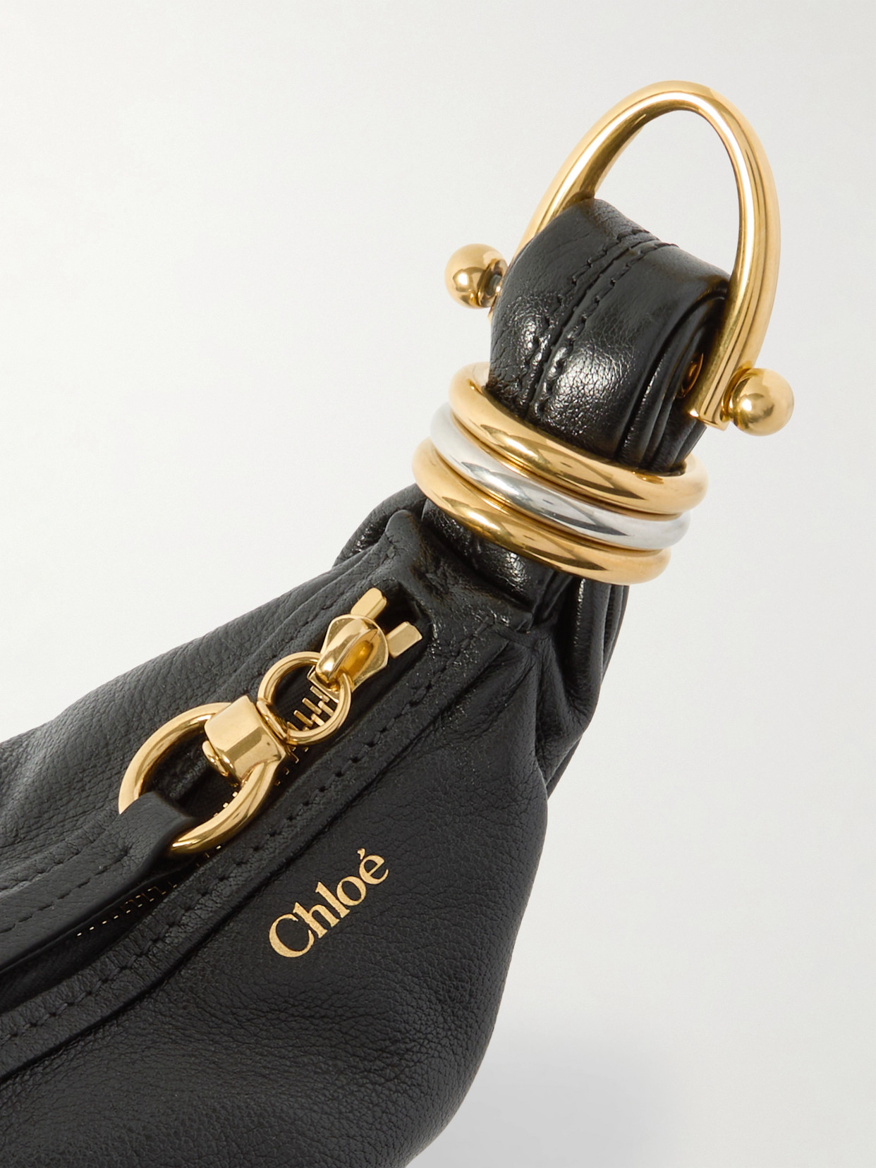 Chloé Chloe Bracelet Loop Chain Leather Top Handle Bag In Black