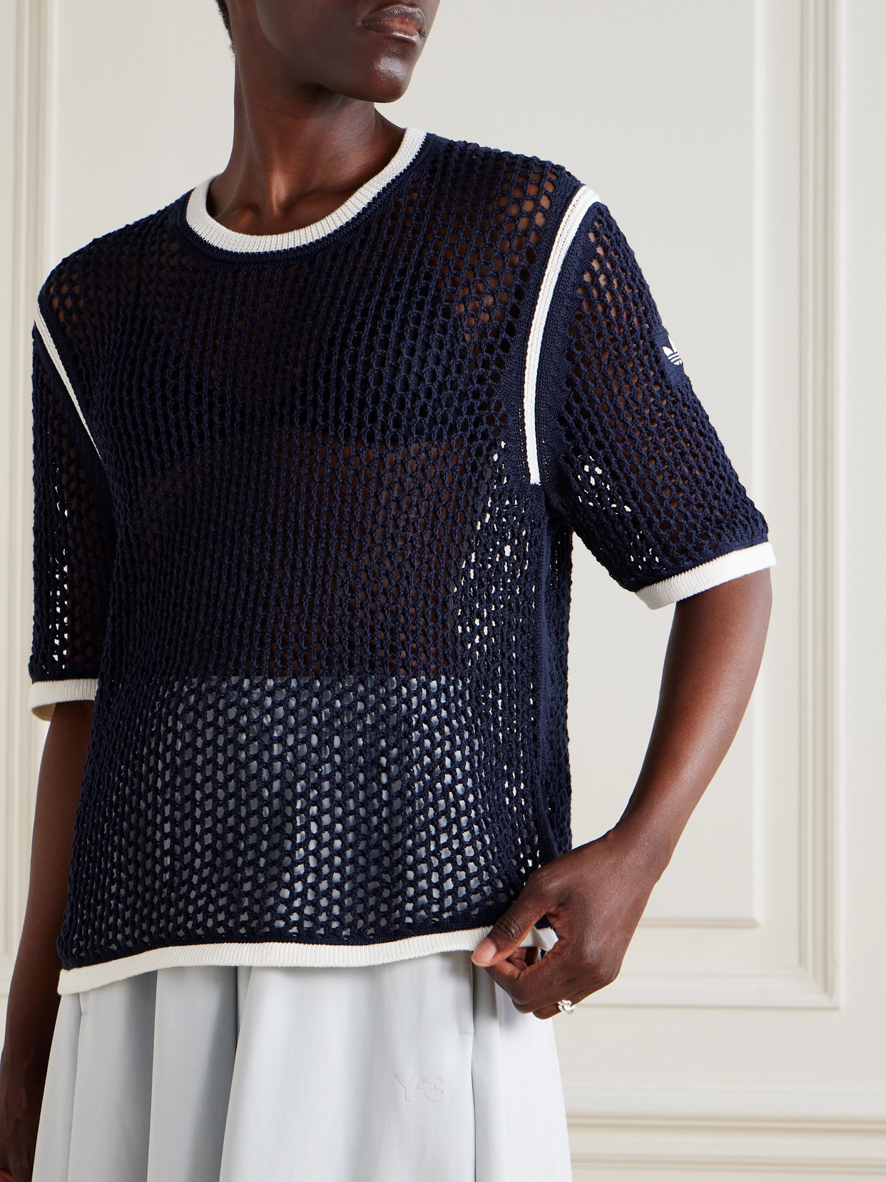 Open-Knit Cotton-Blend T-Shirt