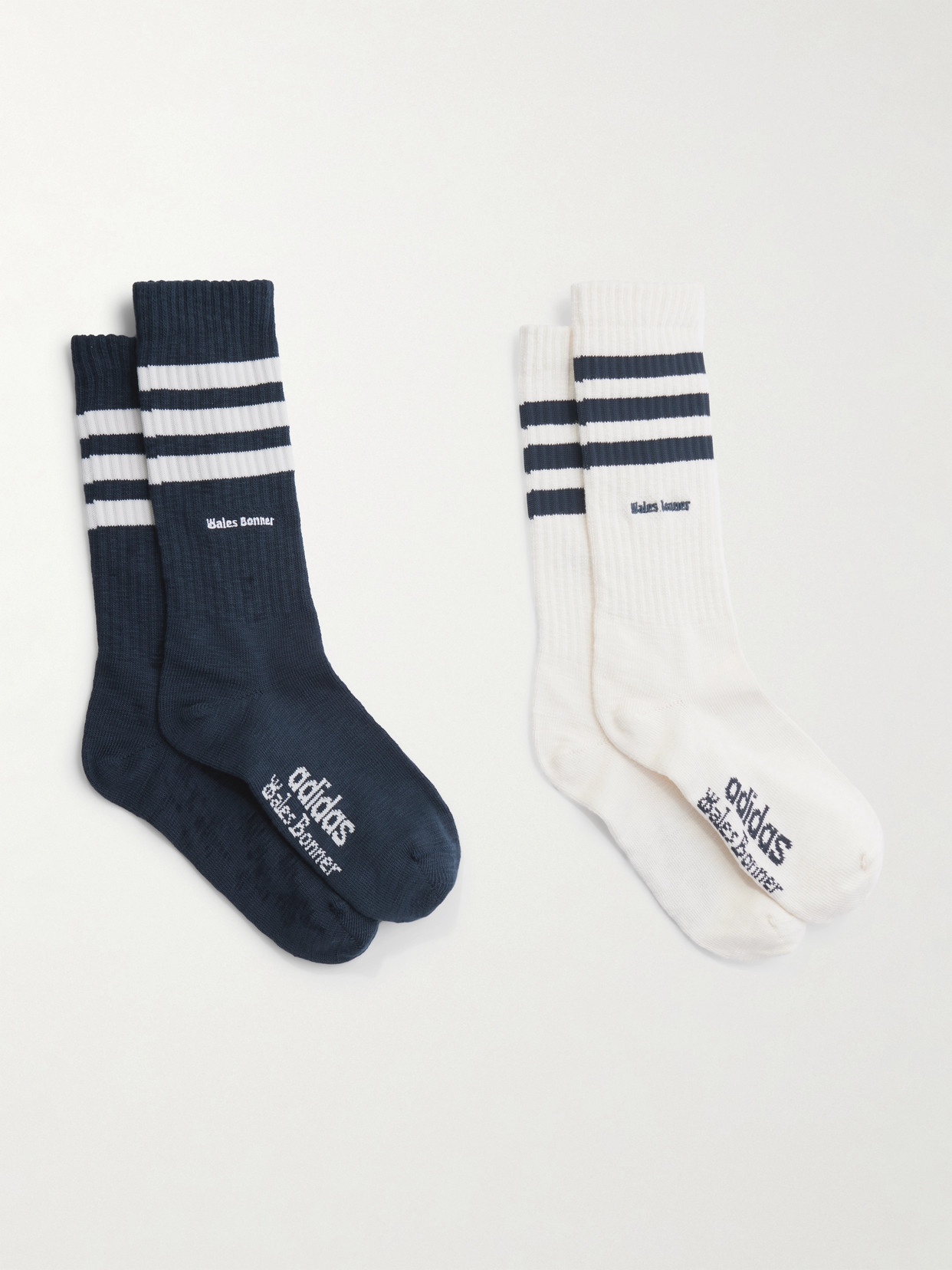 Adidas Originals + Wales Bonner Set Of Two Striped Ribbed Cotton-blend Socks
