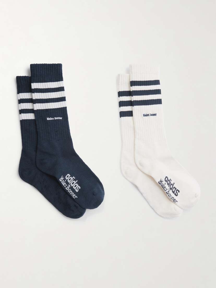 adidas Originals + Wales Bonner Set Of Two Striped Ribbed Cotton-blend Socks