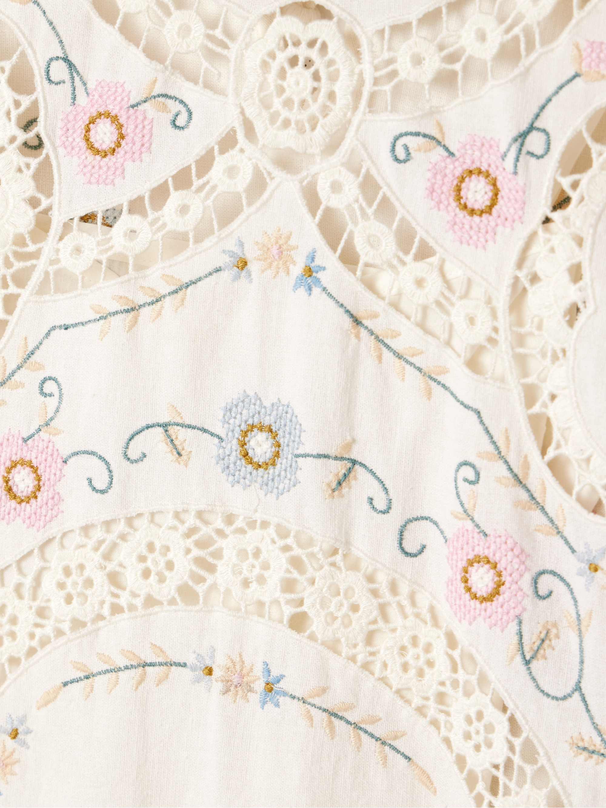 Sea Vesna broderie anglaise-trimmed embroidered cotton and linen-blend midi dress