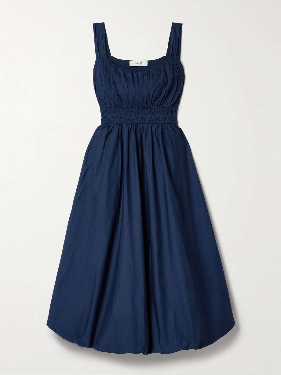 emmet pleated cotton-poplin midi dress