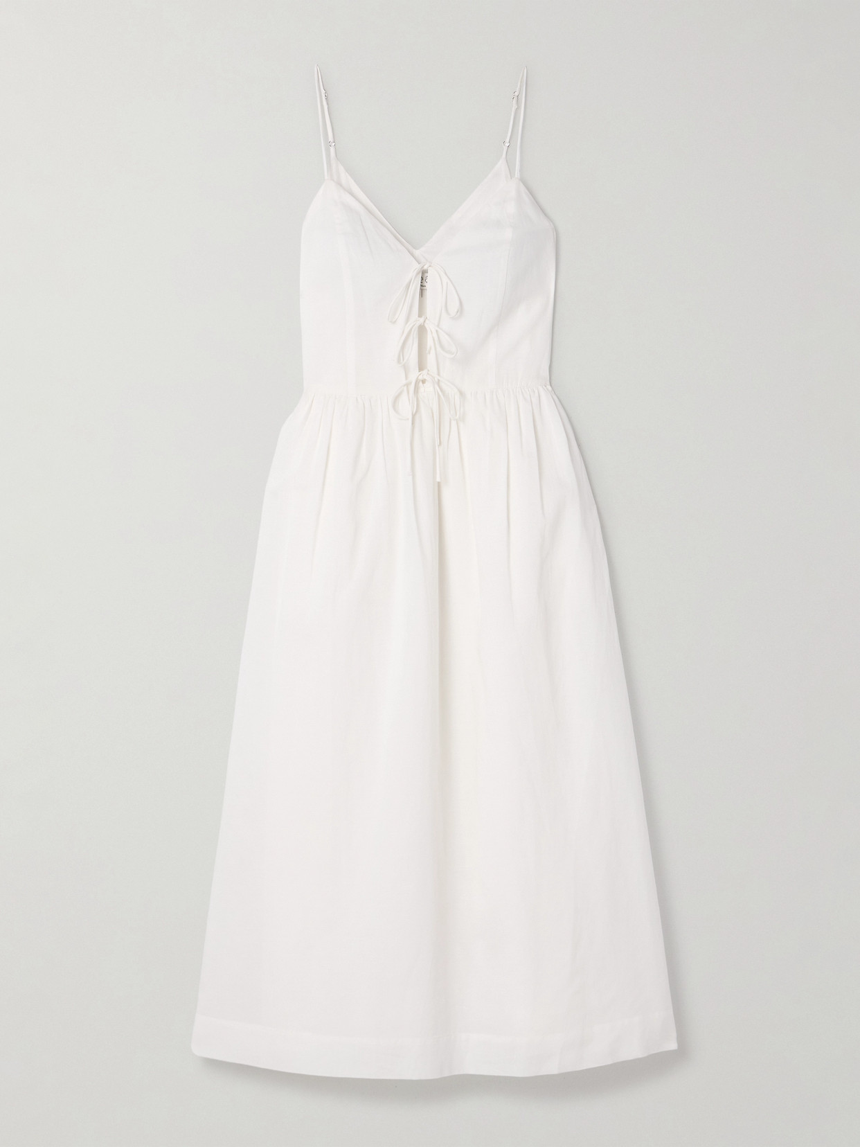 Sea Zora Pleated Cotton-blend Midi Dress In White