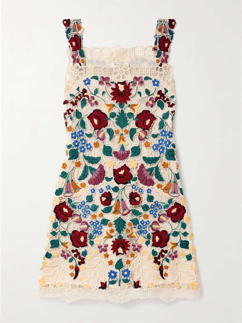 Sea Katharine Embroidered Guipure Lace Cotton Mini Dress