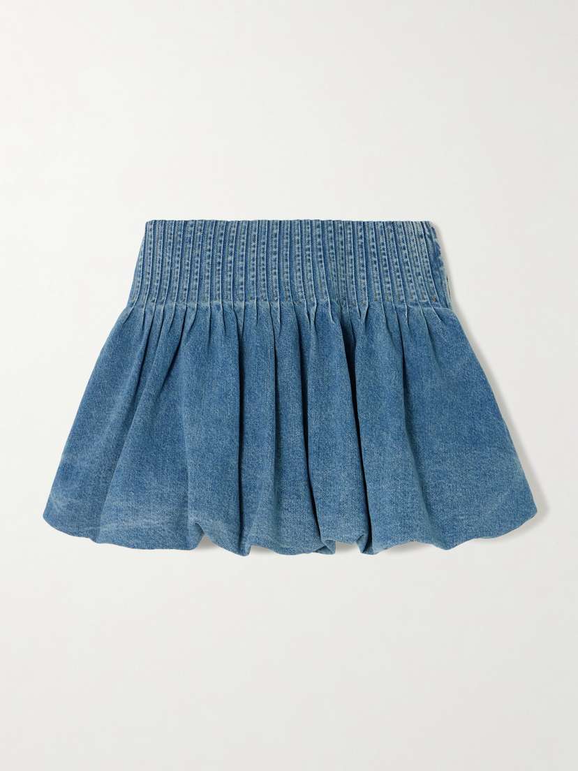 Sea Oli Pleated Denim Mini Skirt