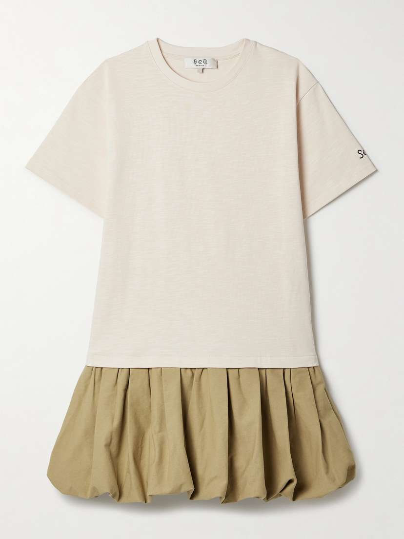 Sea Carolina Cotton-jersey And Gathered Cotton-canvas Mini Dress
