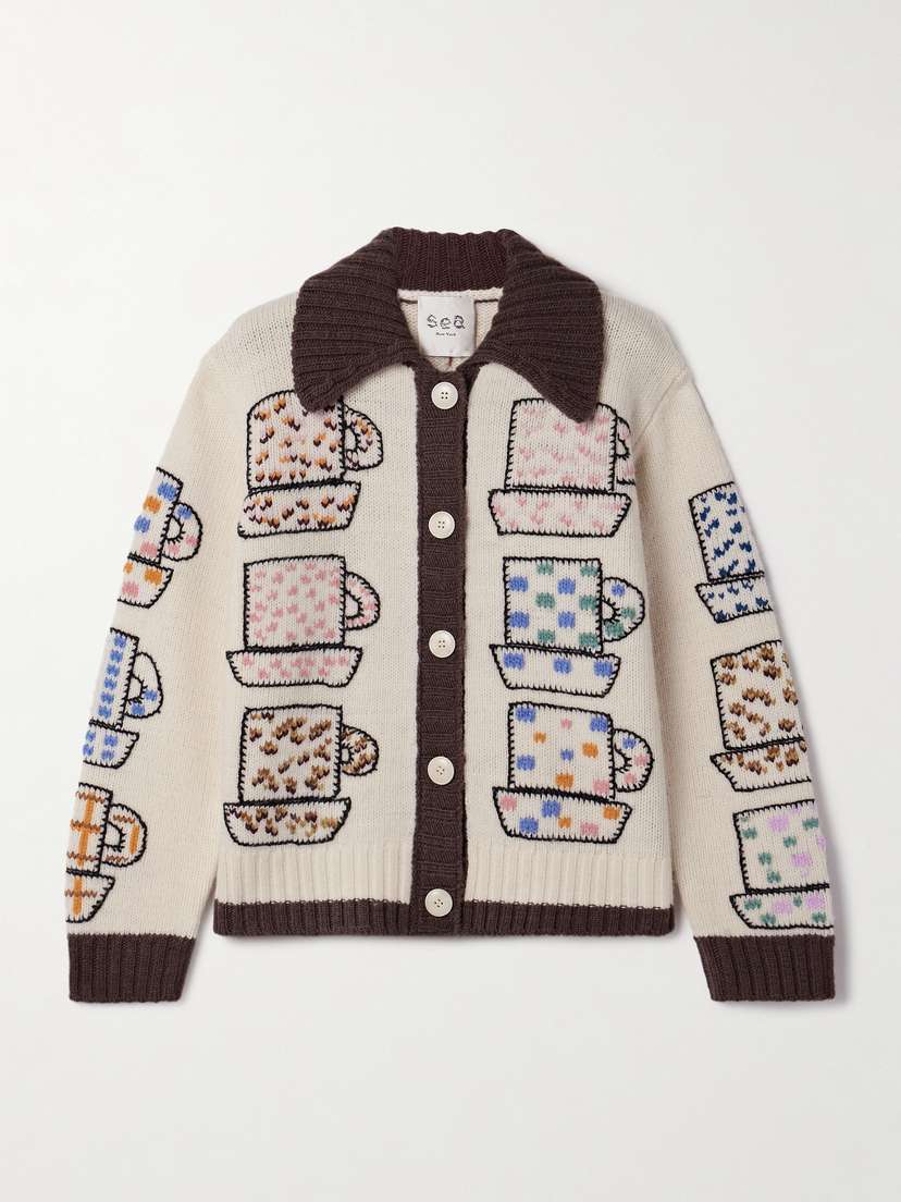 Sea Emila Embroidered Wool-blend Cardigan