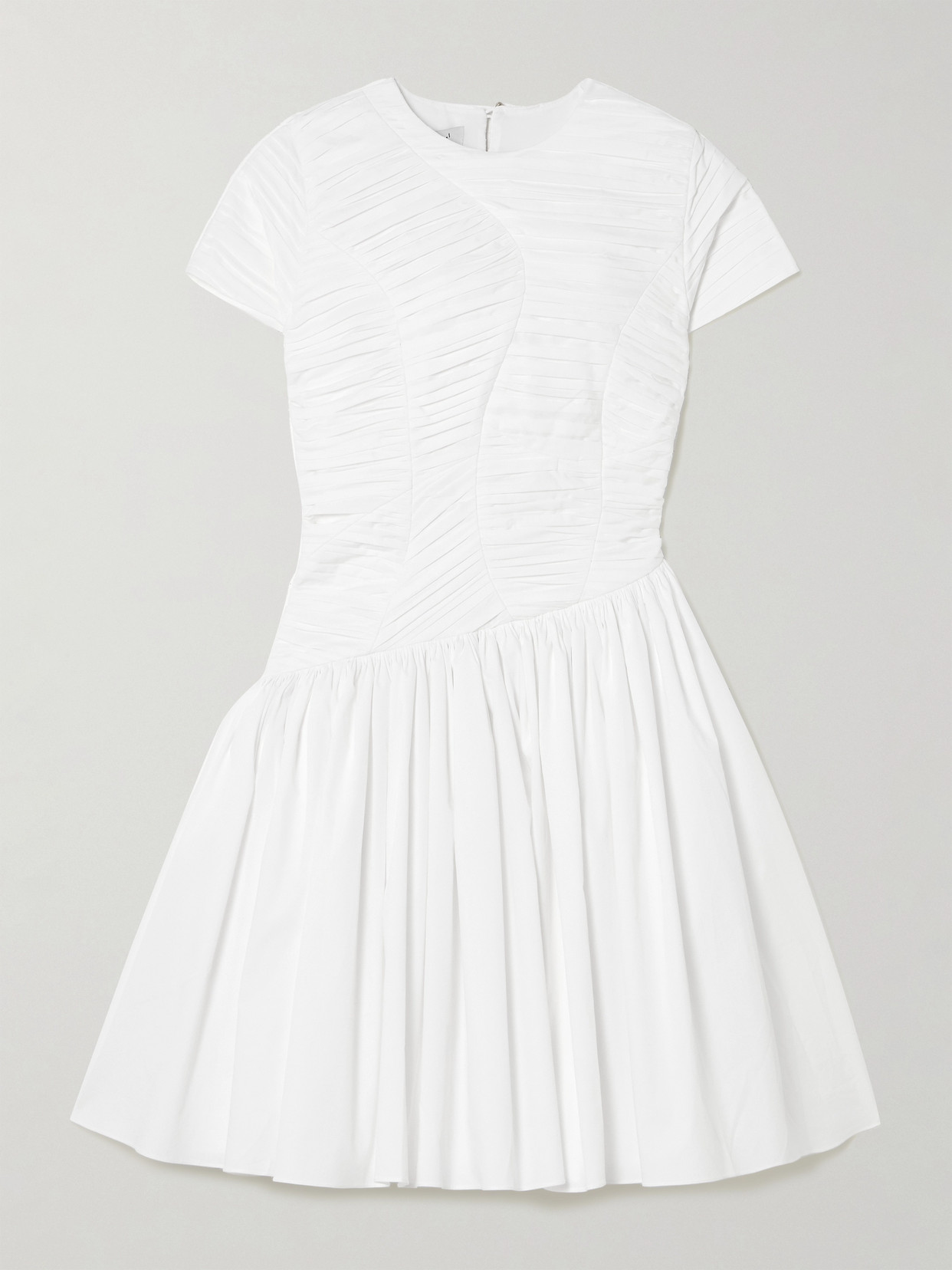 Abadia Paloma Gathered Cotton-blend Poplin Mini Dress In White