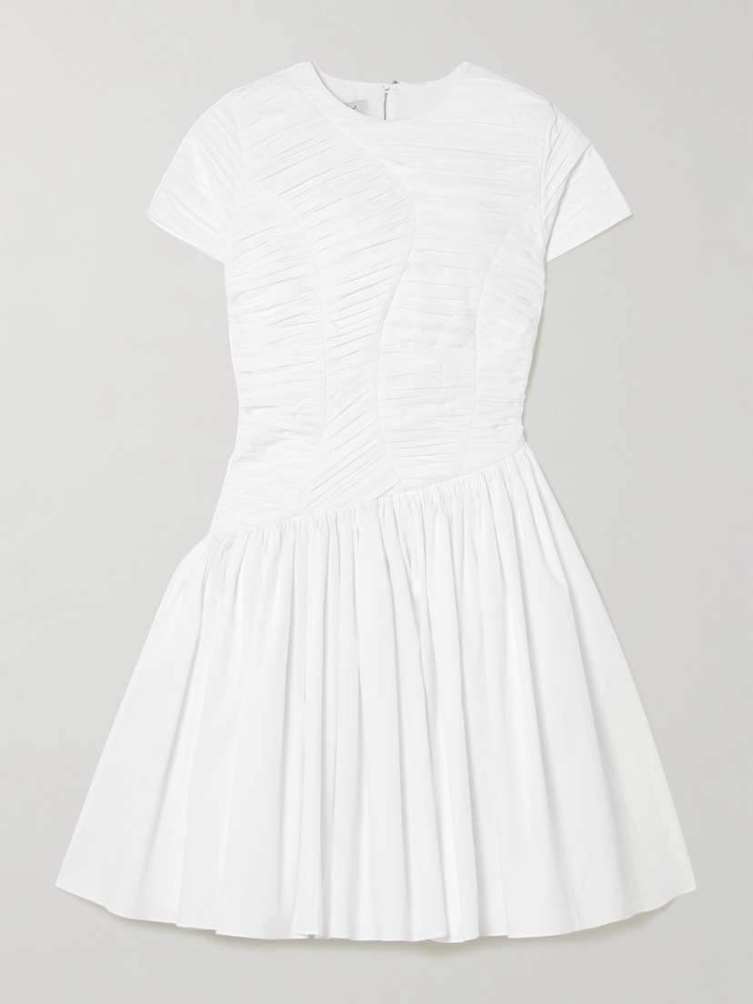 Abadia Paloma Gathered Cotton-blend Poplin Mini Dress